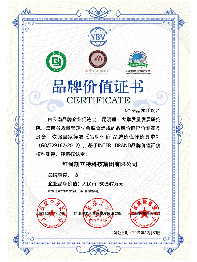 Brand value certificate